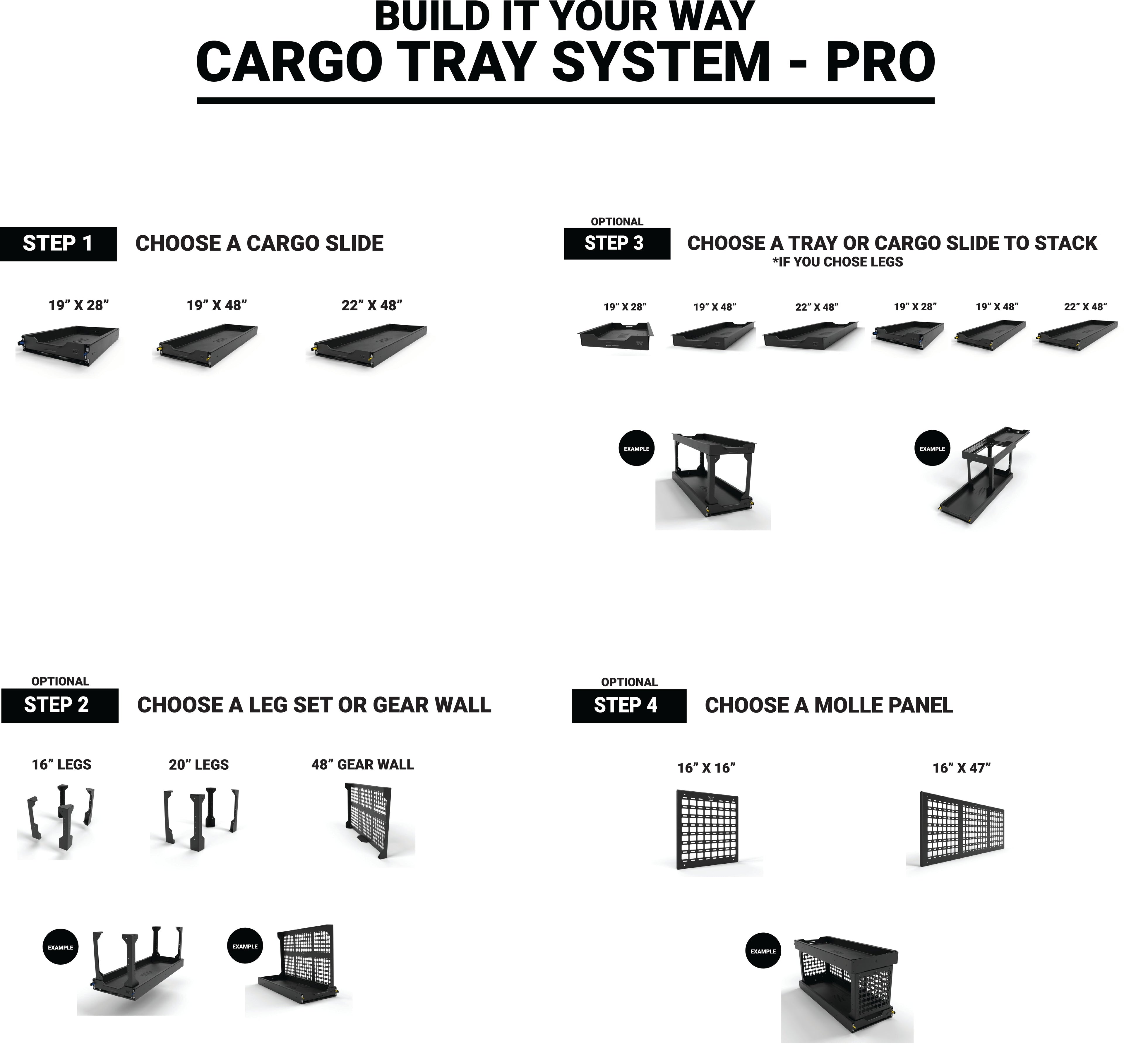 Cargo Tray System Pro - 16" LEGS ONLY