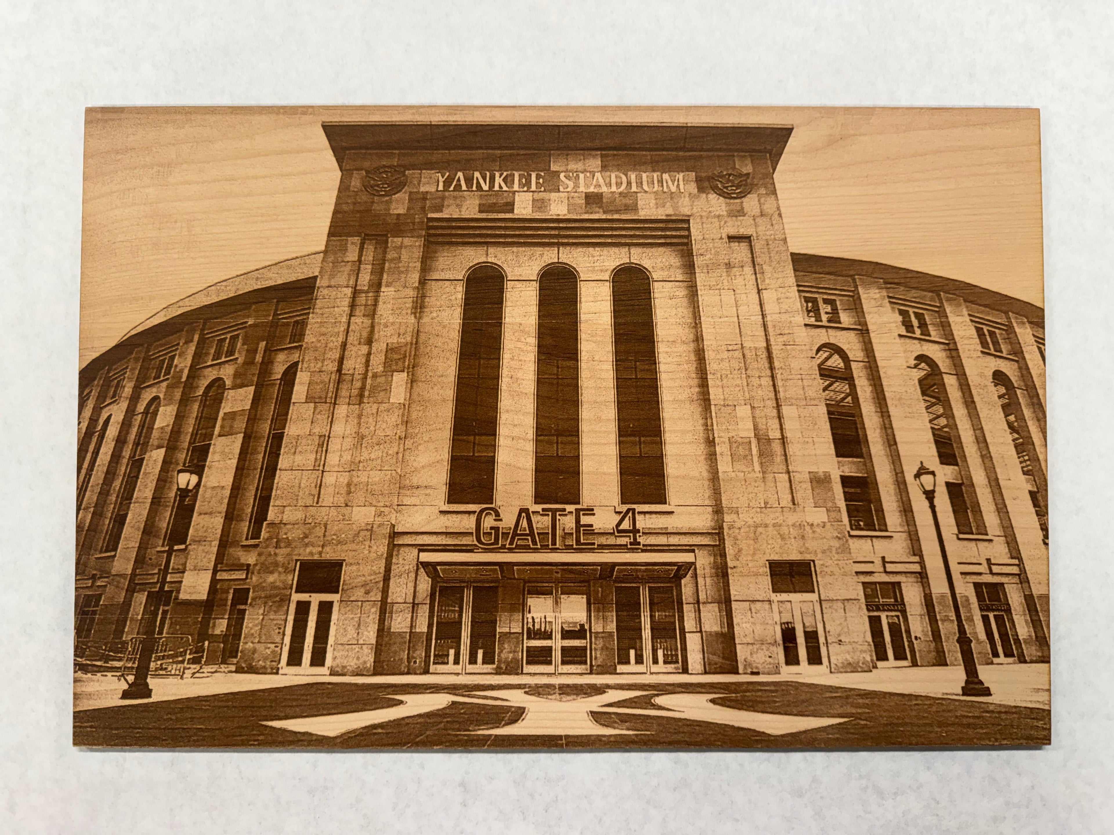Laser‑Engraved Yankee Stadium Plaque – Beech Wood
